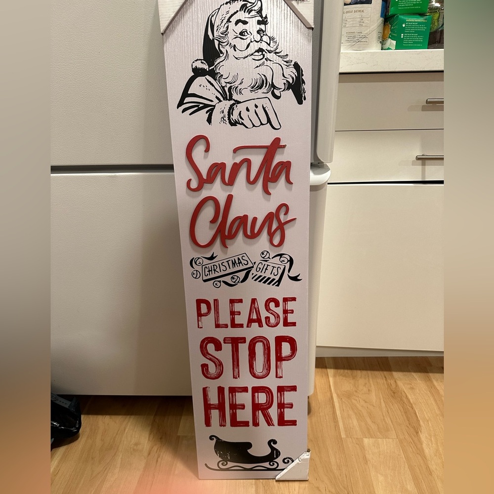 Santa Claus Holiday Sign - Red and White